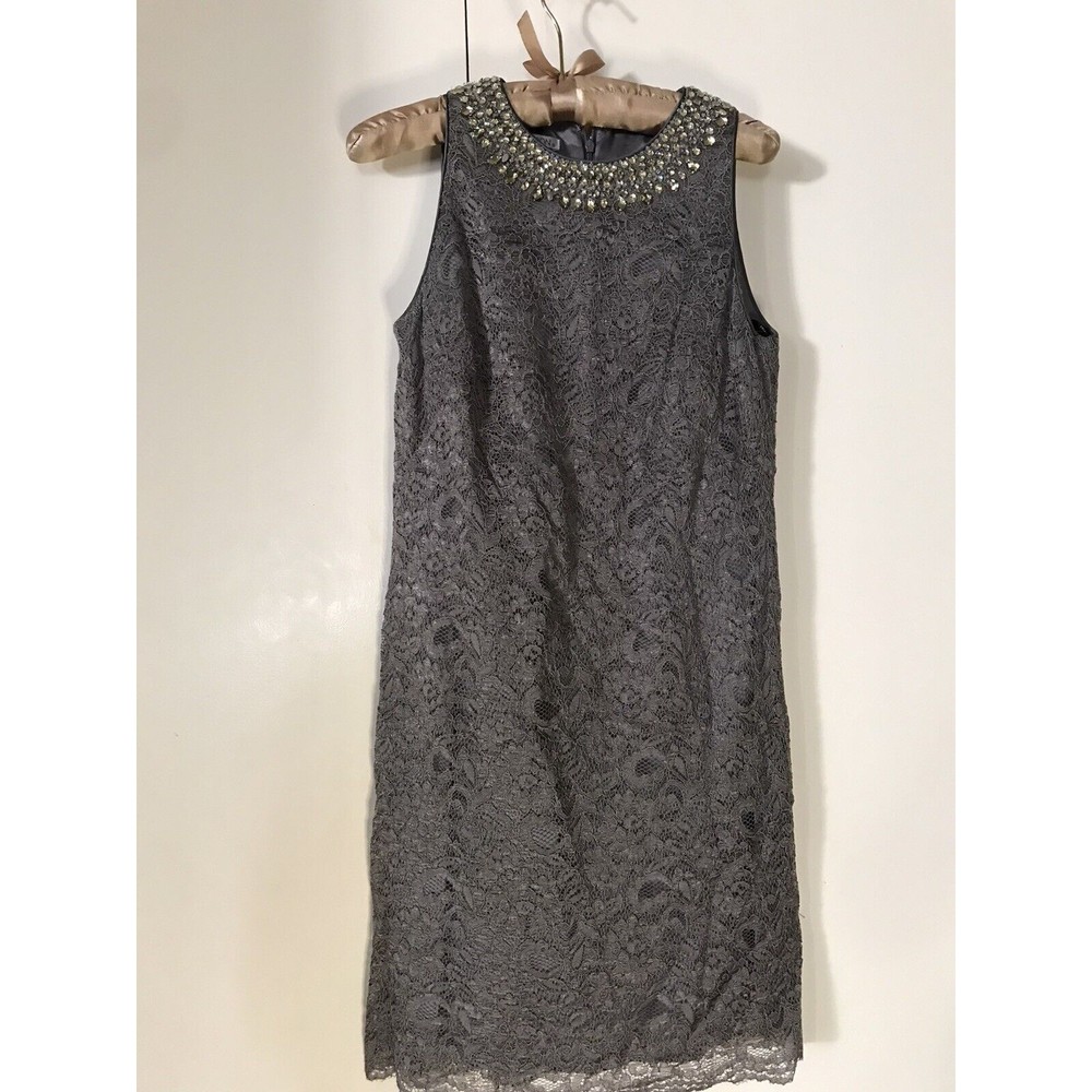 Maggy London Sleeveless Zipper Silk Embellished Lace Office Dress Women’s Size 4